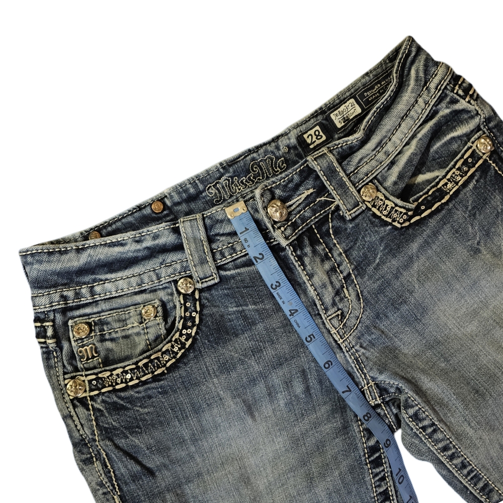 Miss Me Blue Boot Cut Jeans with Intricate Embroidery - Picture 4 of 6